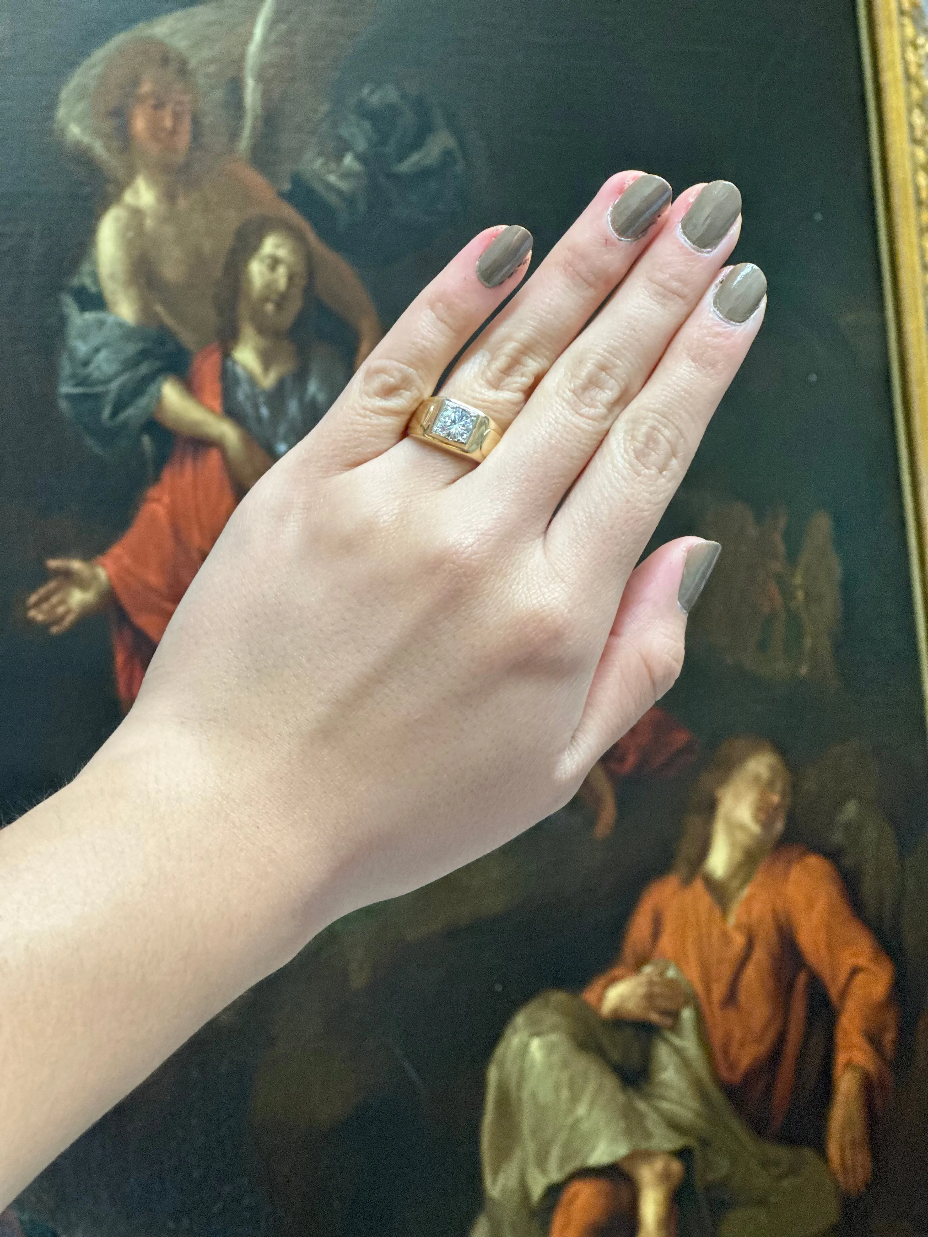 1.01ct Diamond Men's (or Unisex) Antique Solid Yellow Gold Ring -$20K APR w/CoA!,
