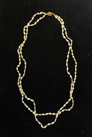 146-Baroque Pearls Double Strand Necklace in Solid Yellow Gold - $800 Appraisal Value w/CoA}