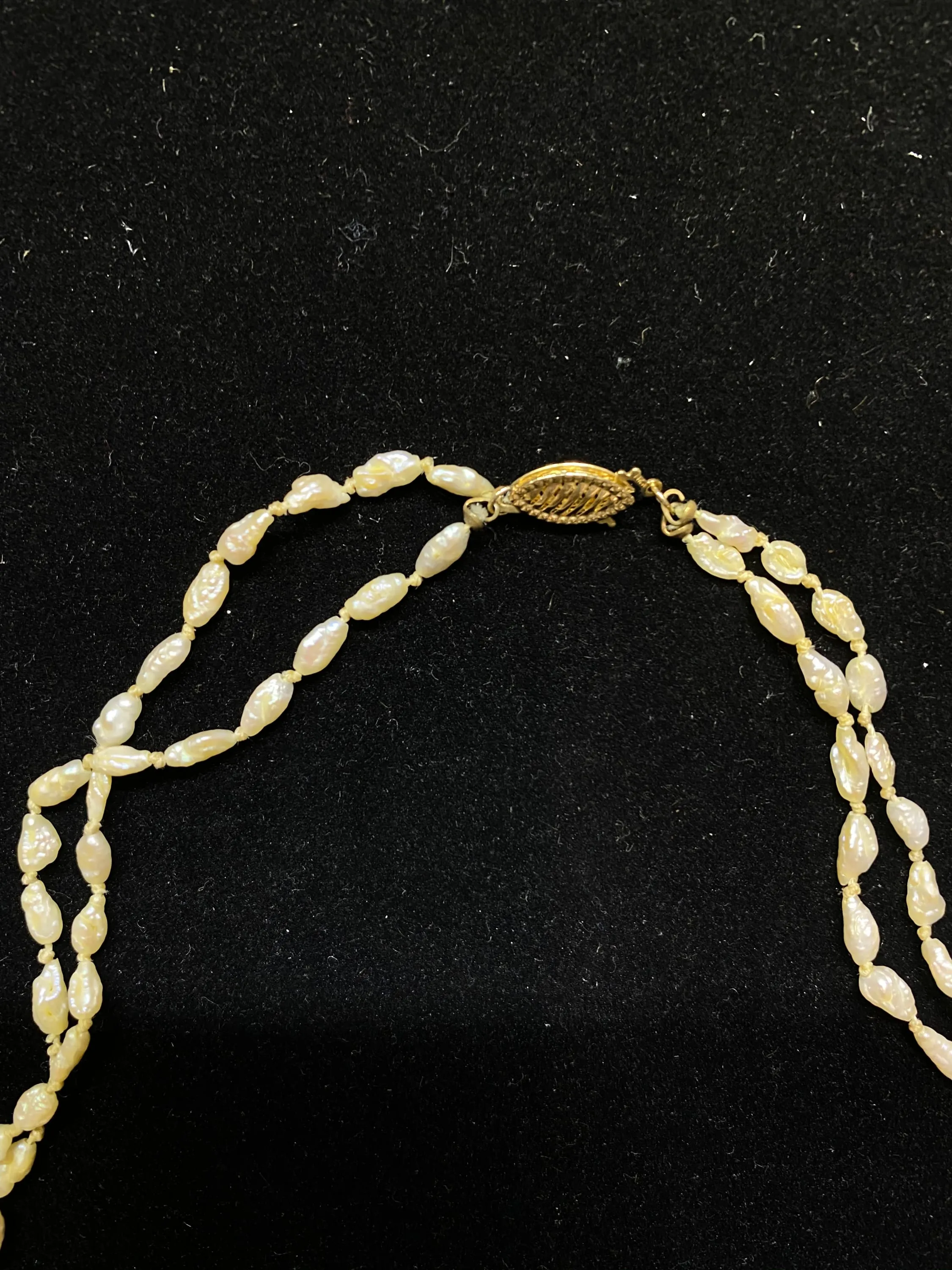 146-Baroque Pearls Double Strand Necklace in Solid Yellow Gold - $800 Appraisal Value w/CoA}