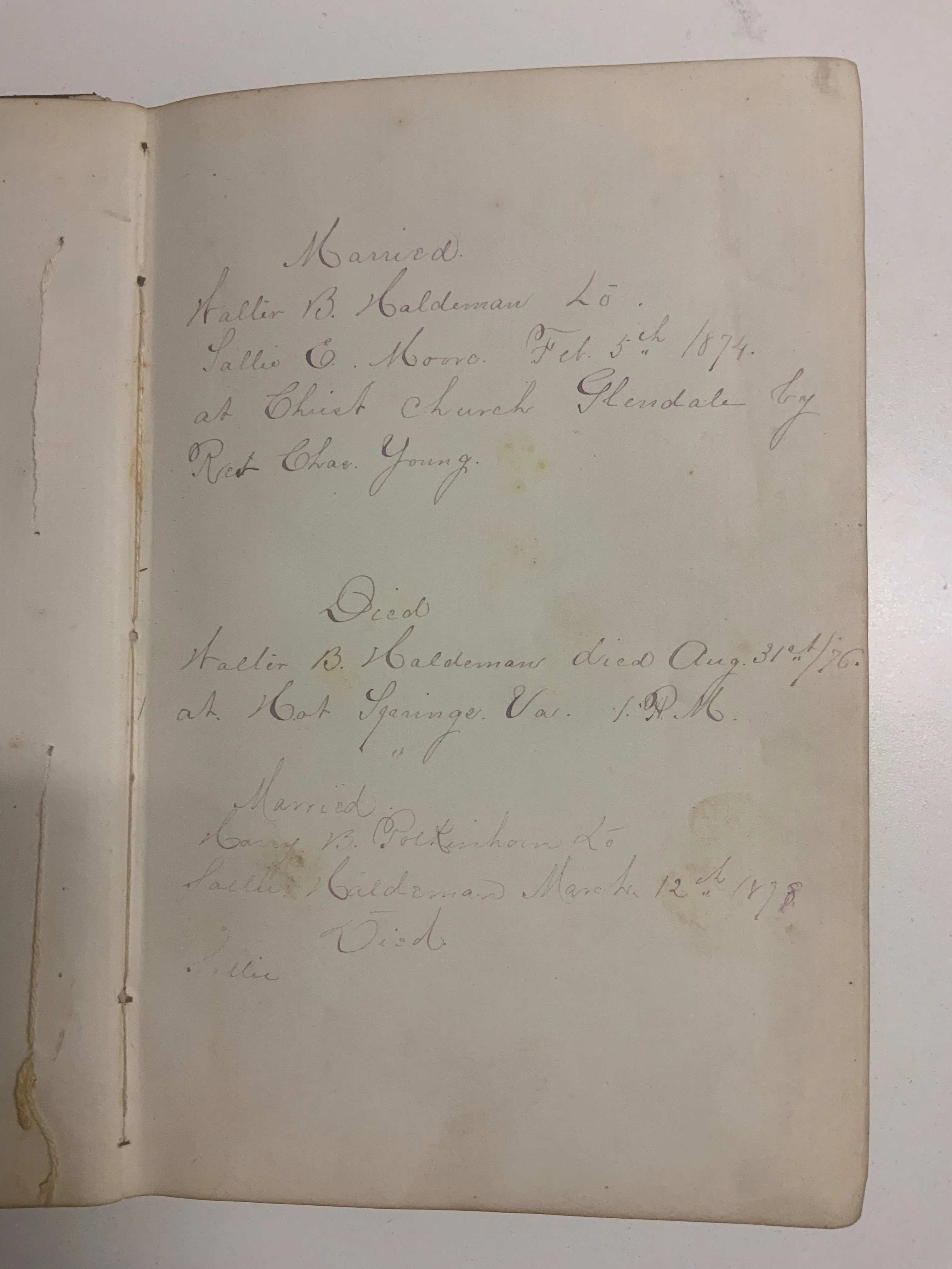 1864 Sallie E. Moore's Love&Death Diary, Letter Amidst Civil War- $5K APR w/CoA!