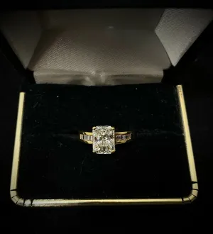 18K Yellow Gold Engagement Ring with Radiant-cut Diamonds & Accent Stones - $60K Appraisal Value w/CoA}