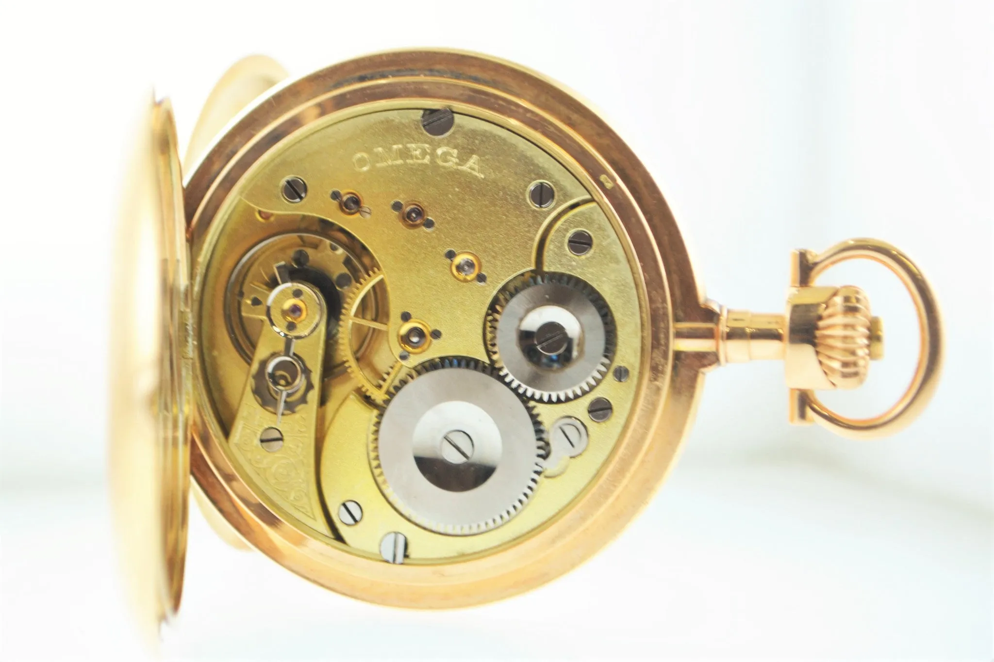 1900 Vintage Triple Signed Omega 14K Yellow Gold Pocket Watch with 24 Hour Arabic Dial - $20K VALUE