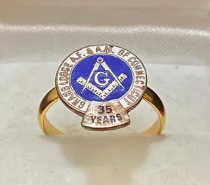 1920’s Antique 18K Yellow Gold Freemason Grand Lodge of Connecticut Ring - $10K Appraisal Value w/CoA}