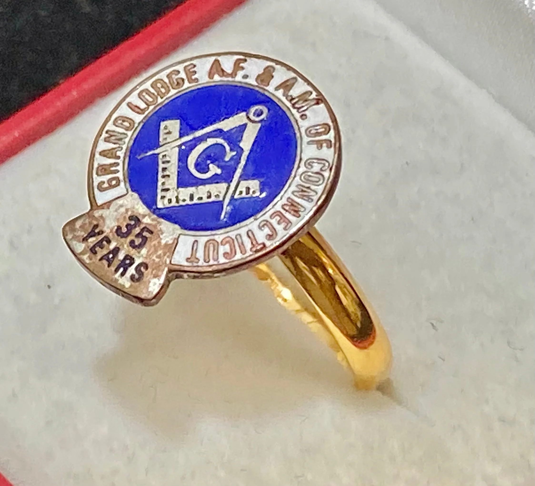 1920’s Antique 18K Yellow Gold Freemason Grand Lodge of Connecticut Ring - $10K Appraisal Value w/CoA}