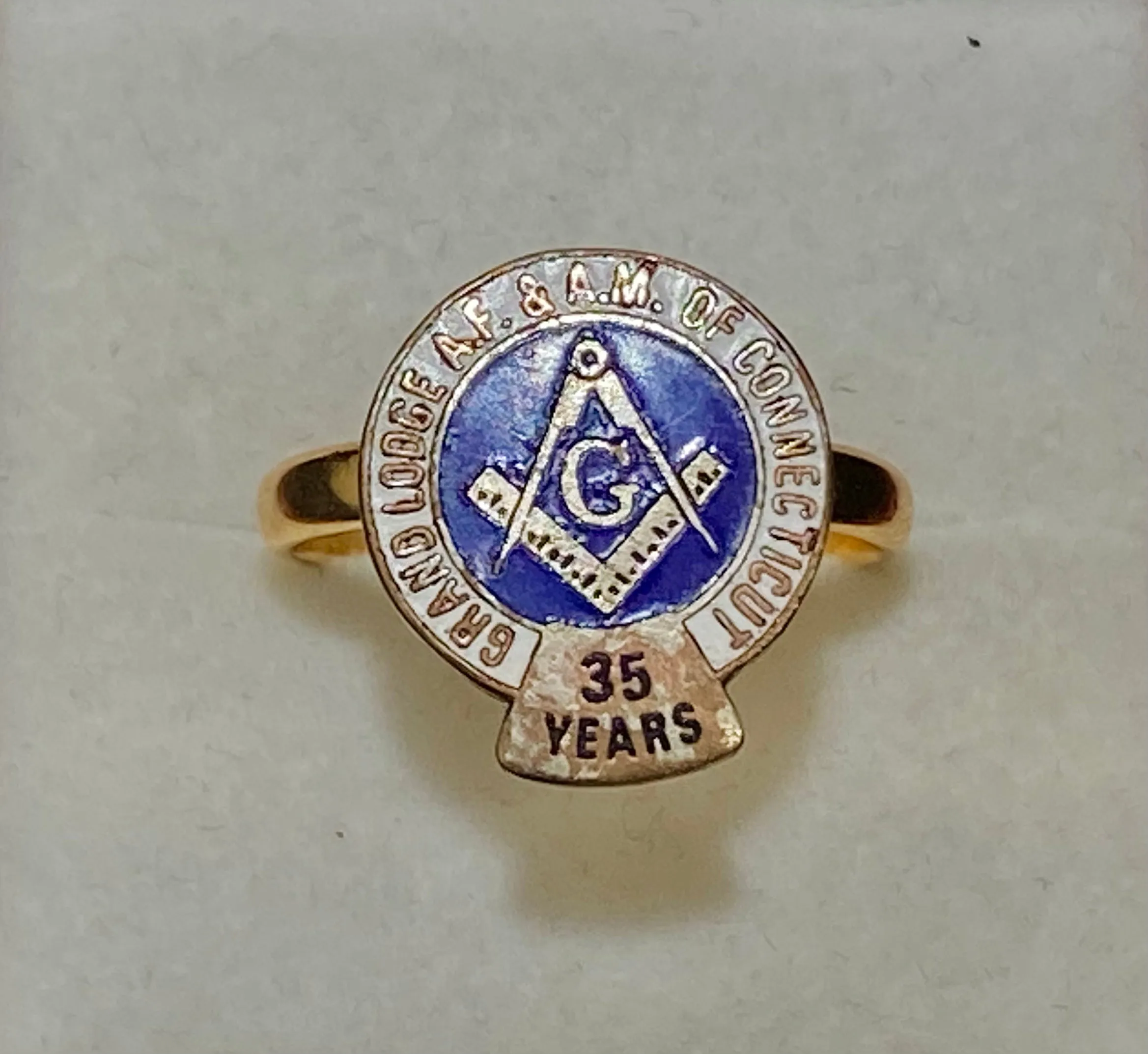 1920’s Antique 18K Yellow Gold Freemason Grand Lodge of Connecticut Ring - $10K Appraisal Value w/CoA}