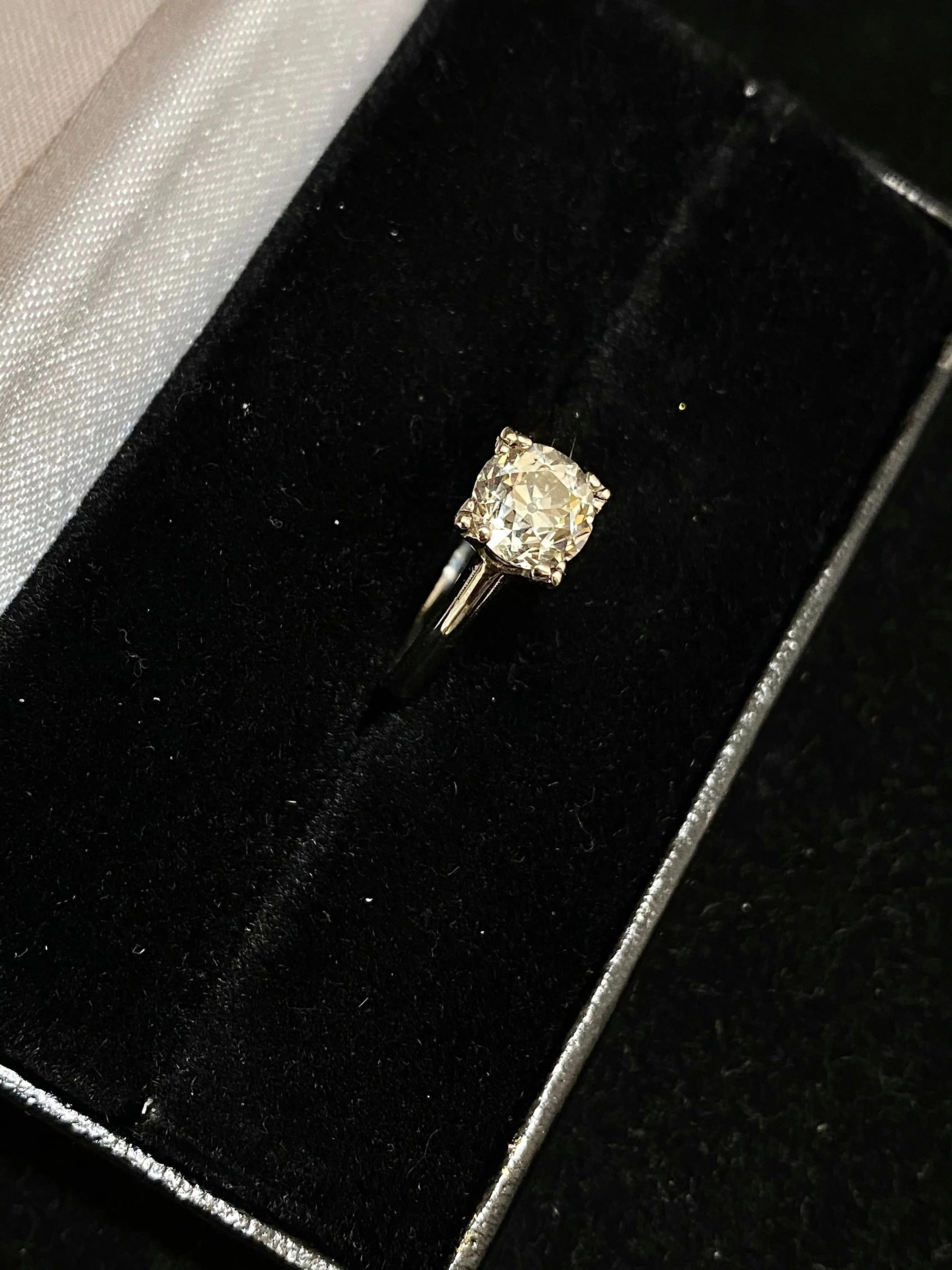1920's Antique Design Solid White Gold with Old European Diamond Ring - $25K Appraisal Value w/CoA}