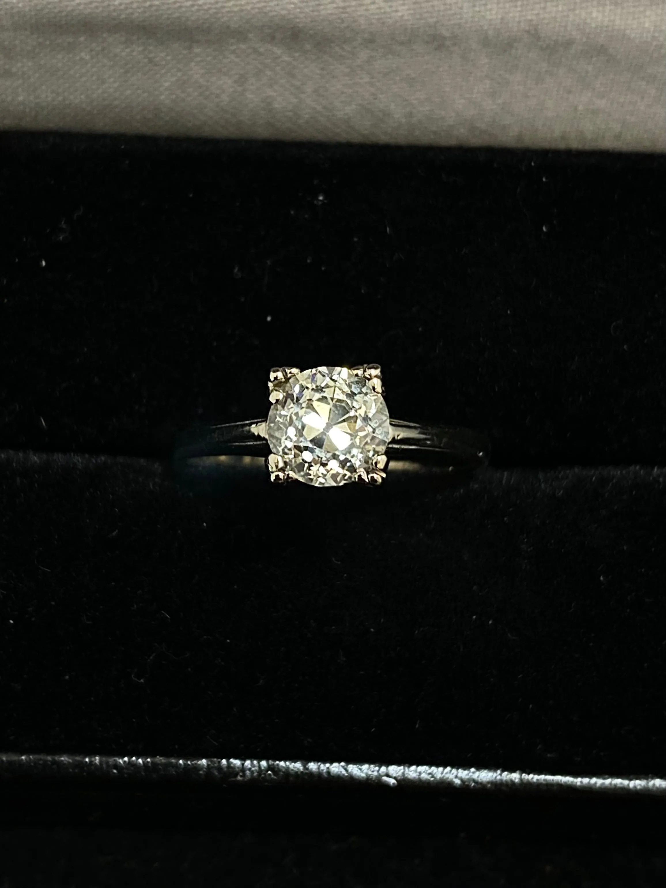 1920's Antique Design Solid White Gold with Old European Diamond Ring - $25K Appraisal Value w/CoA}