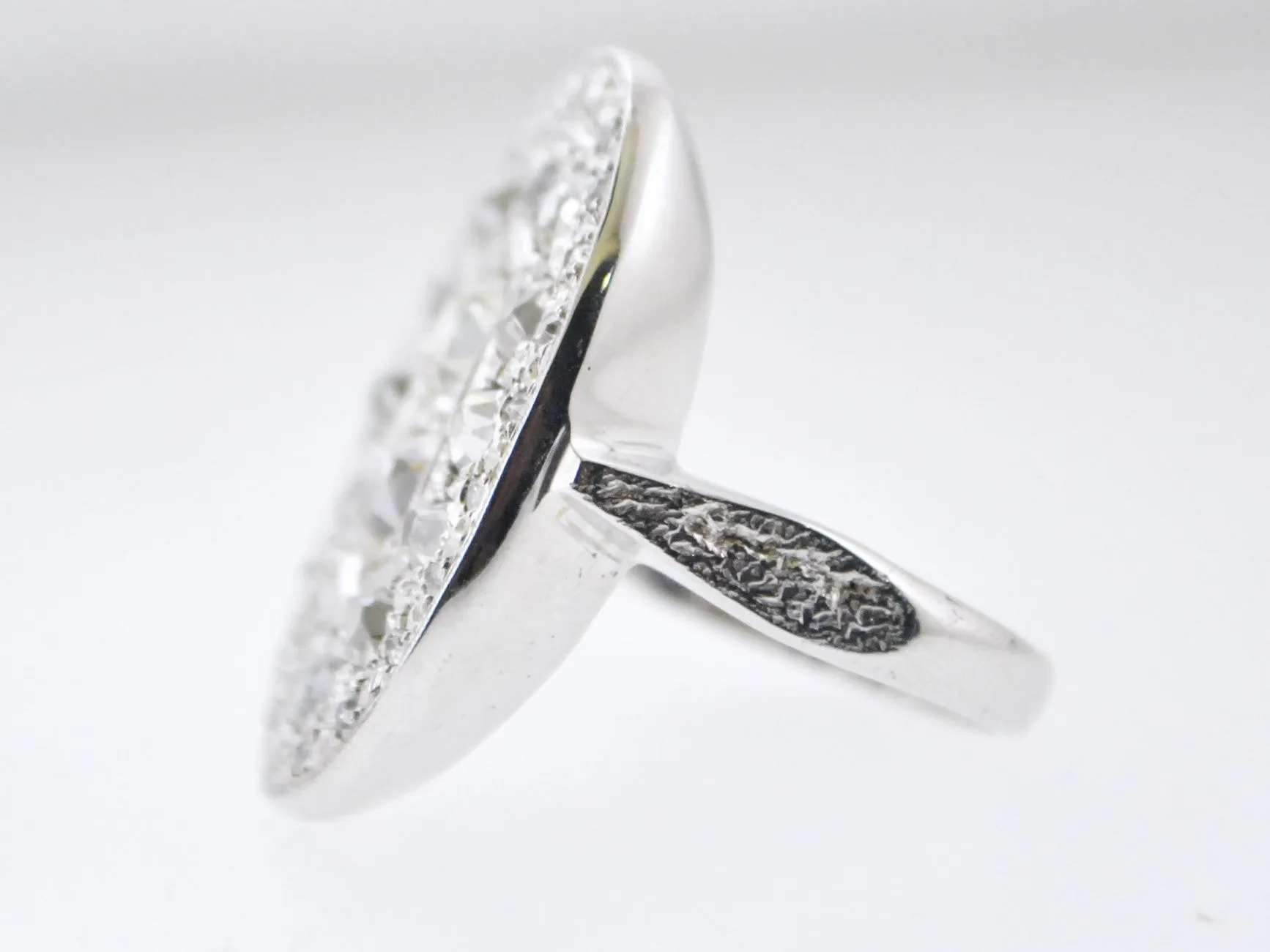1920s Art Deco Designer Diamond Oval Top Cocktail Ring in White Gold with 3 Carats of Diamonds - $20K VALUE