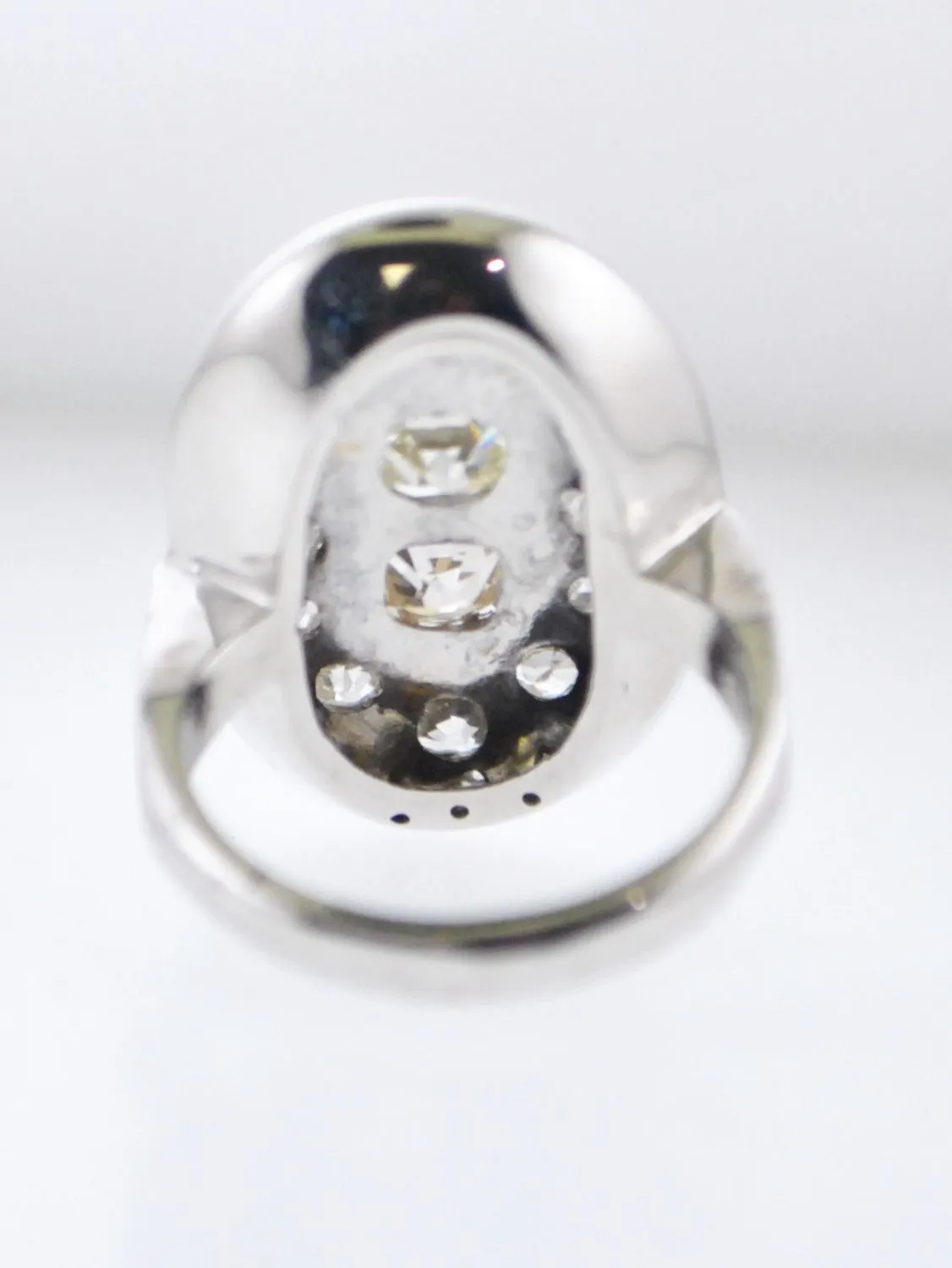 1920s Art Deco Designer Diamond Oval Top Cocktail Ring in White Gold with 3 Carats of Diamonds - $20K VALUE