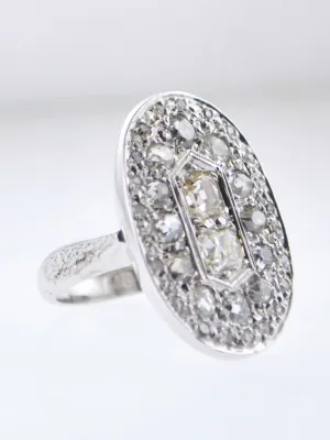 1920s Art Deco Designer Diamond Oval Top Cocktail Ring in White Gold with 3 Carats of Diamonds - $20K VALUE