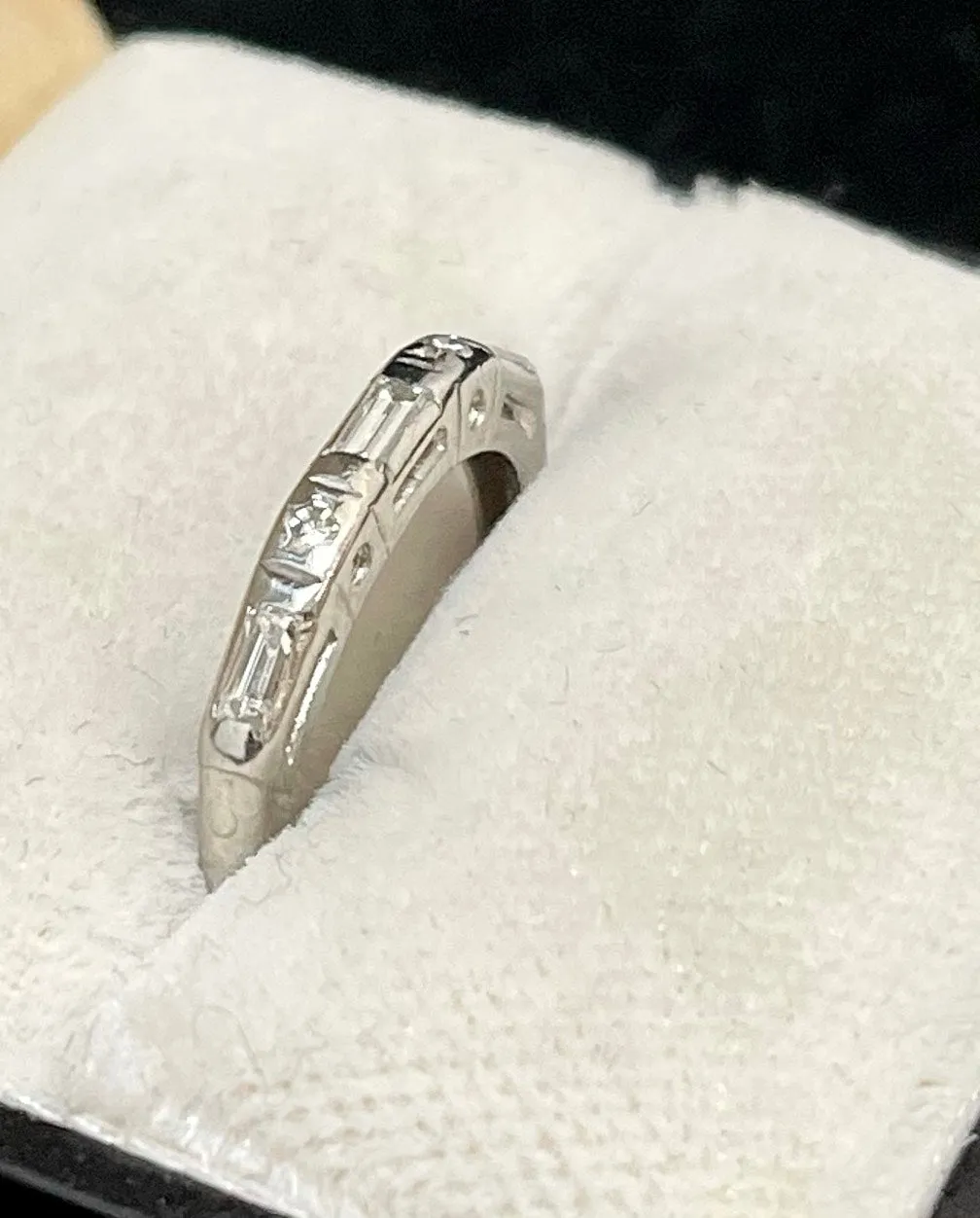 1920s Handmade Designer Platinum Diamond Band Ring - $6K Appraisal Value w/ CoA!