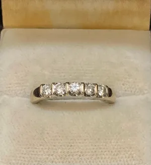 1930's Antique Solid White Gold 5-Diamond Ring with Beautiful Filigree -$10K Appraisal Value w/CoA}