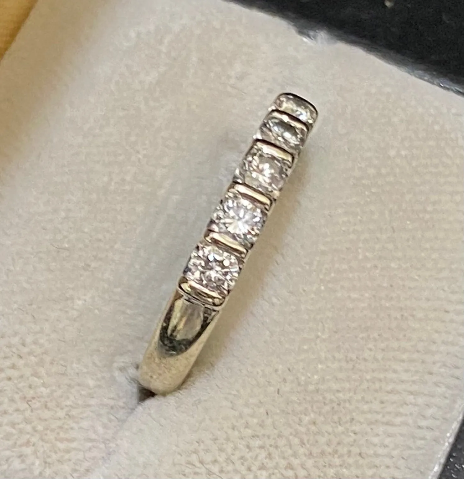 1930's Antique Solid White Gold 5-Diamond Ring with Beautiful Filigree -$10K Appraisal Value w/CoA}