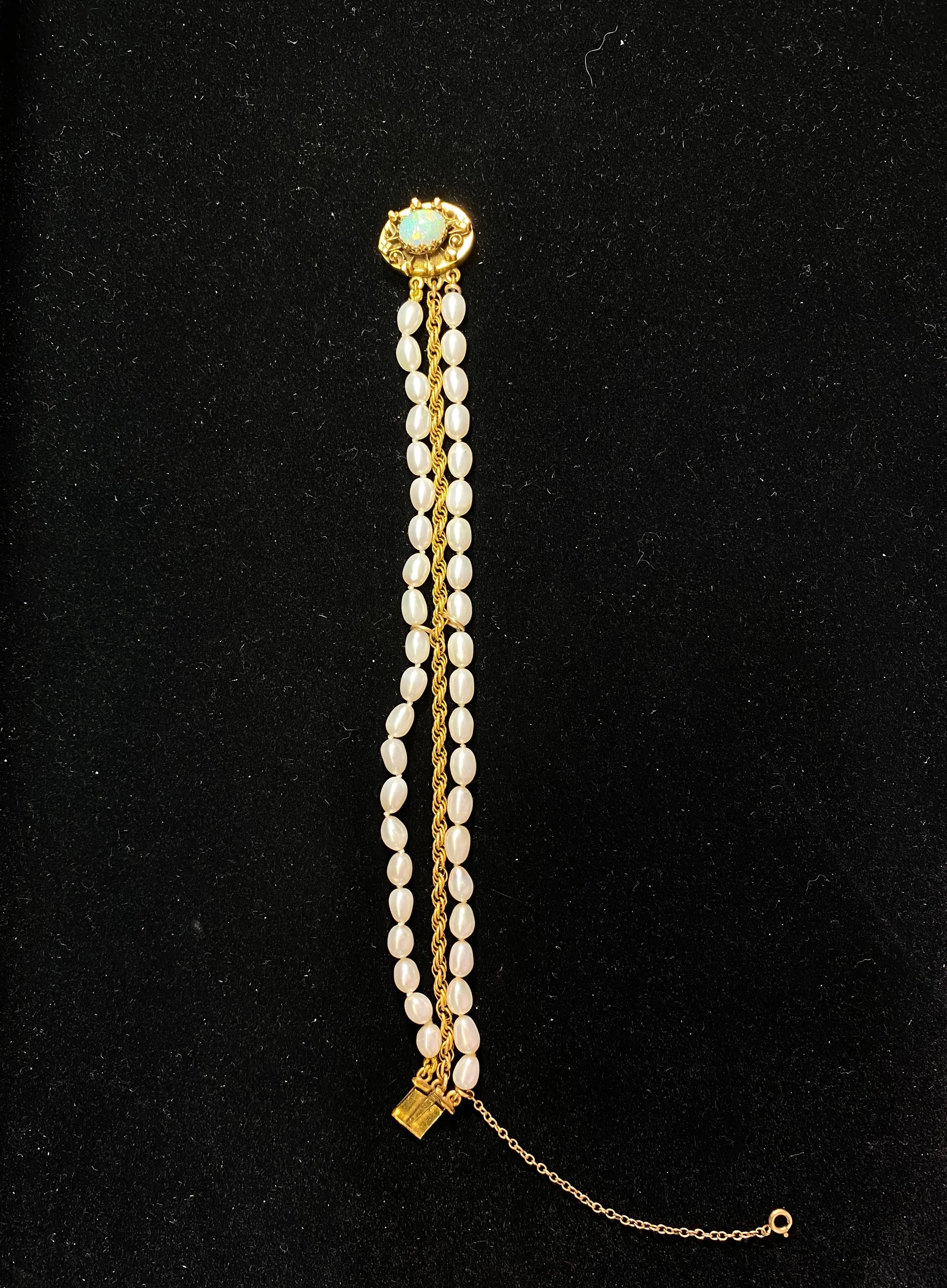 1930’s Vintage SYG 3 cts Opal / 42 Pearls Double Strap Bracelet - $10K APR Value w/ CoA!