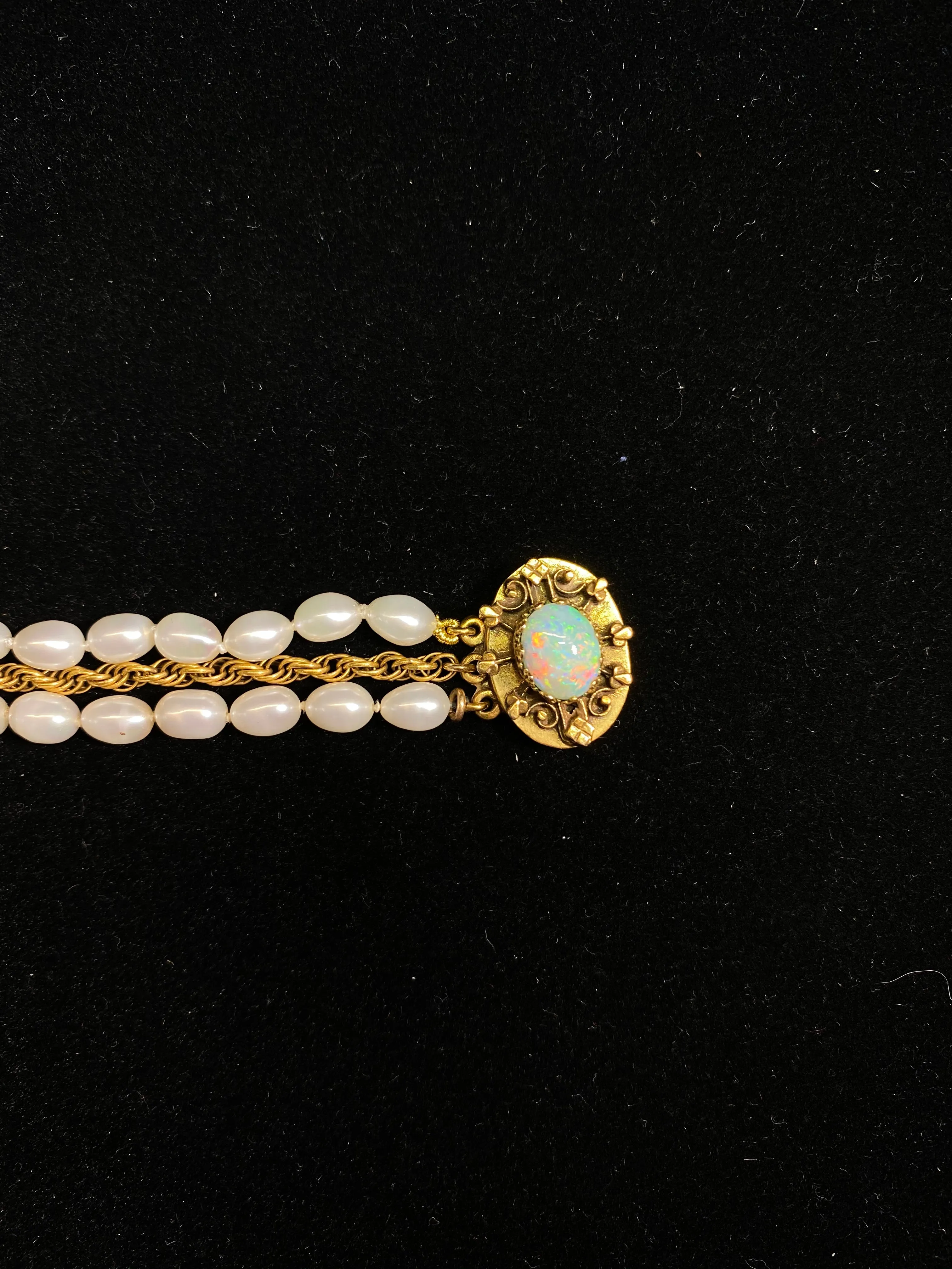 1930’s Vintage SYG 3 cts Opal / 42 Pearls Double Strap Bracelet - $10K APR Value w/ CoA!