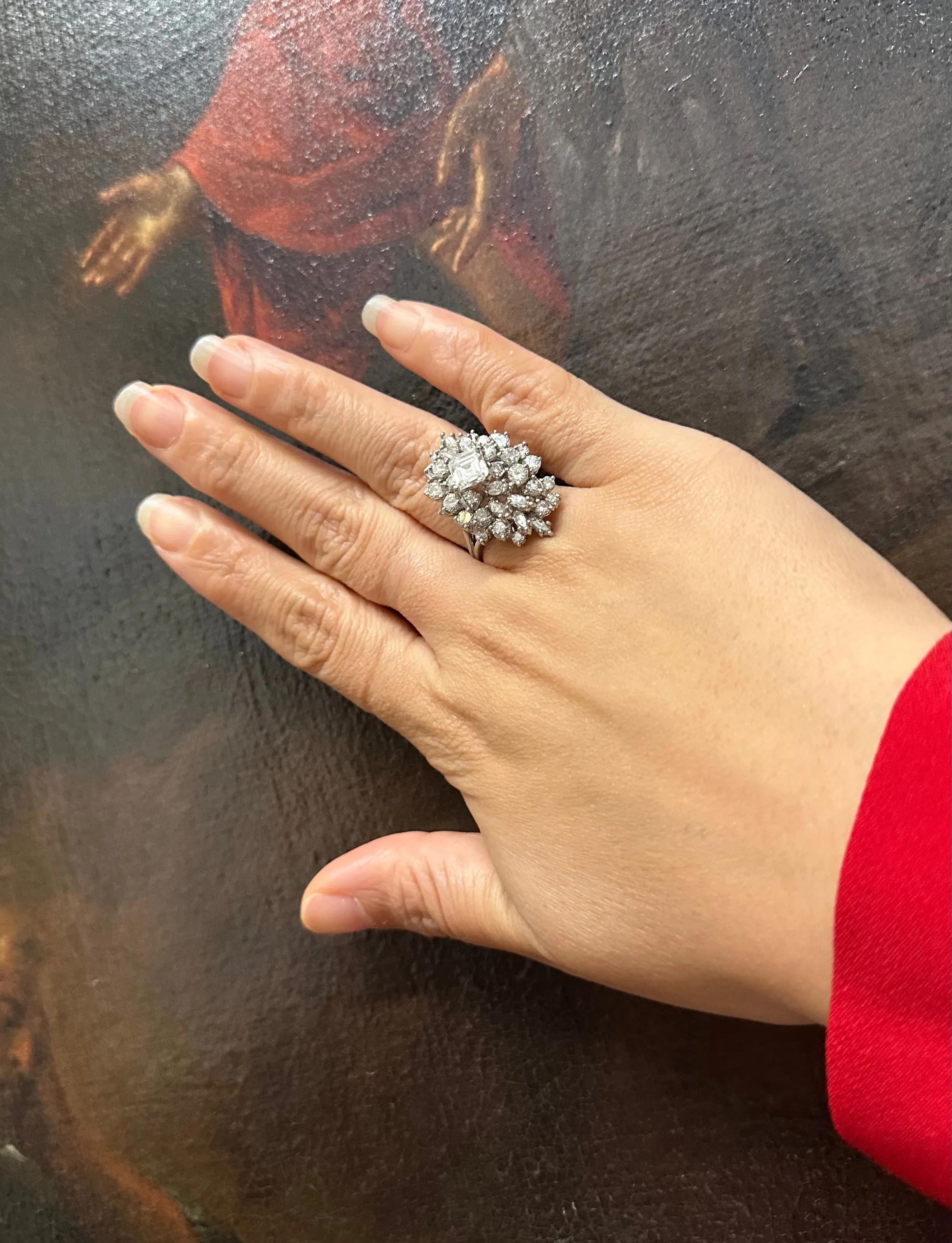1940's ANTIQUE  7.29 CT DIAMONDS  COCKTAIL RING  - $65K APR w/ CoA!