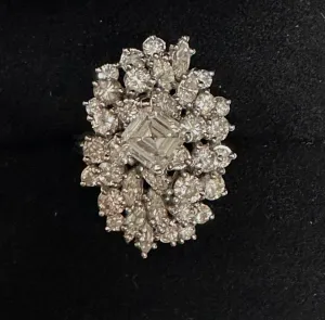 1940's ANTIQUE  7.29 CT DIAMONDS  COCKTAIL RING  - $65K APR w/ CoA!