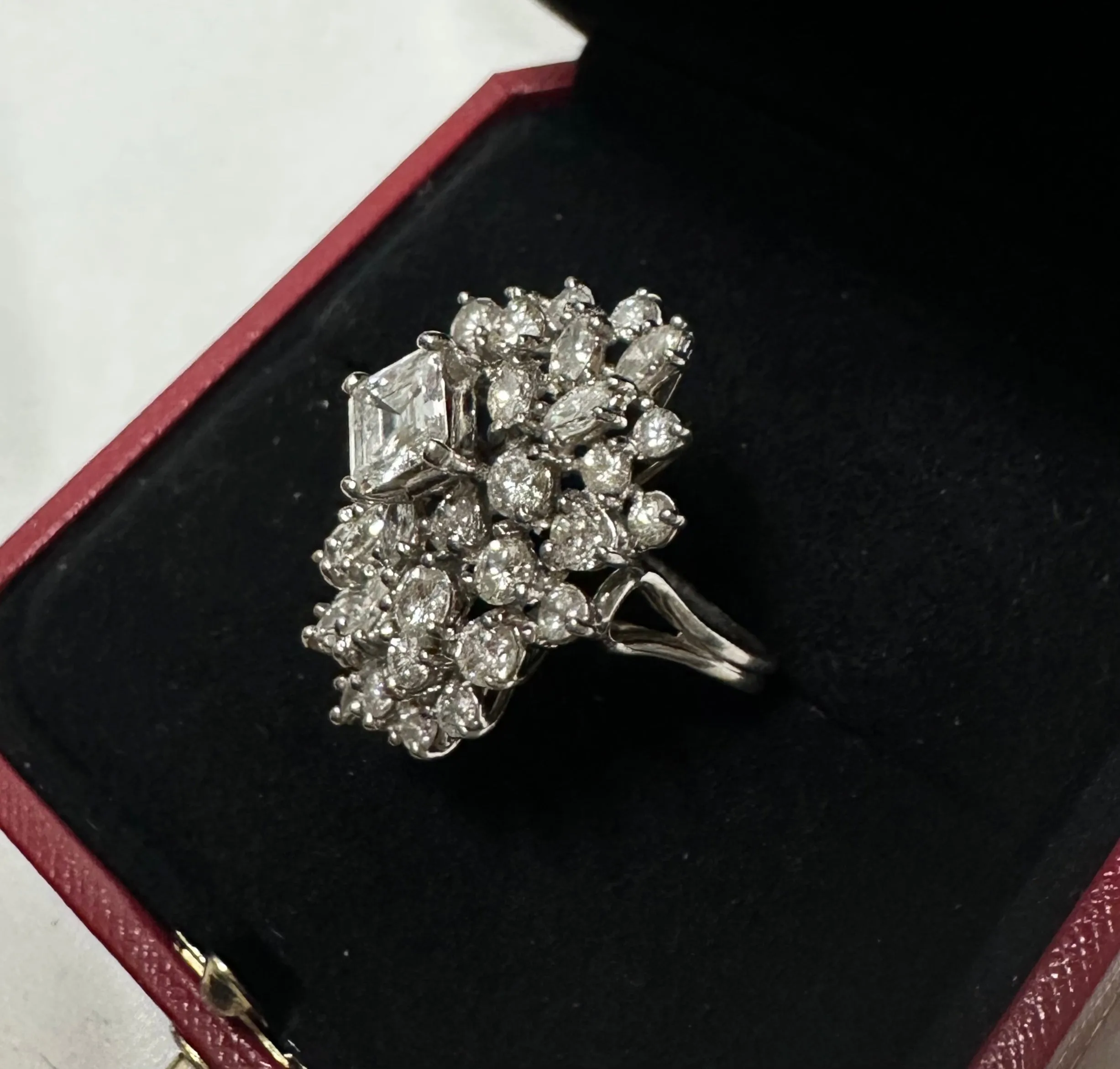 1940's ANTIQUE  7.29 CT DIAMONDS  COCKTAIL RING  - $65K APR w/ CoA!