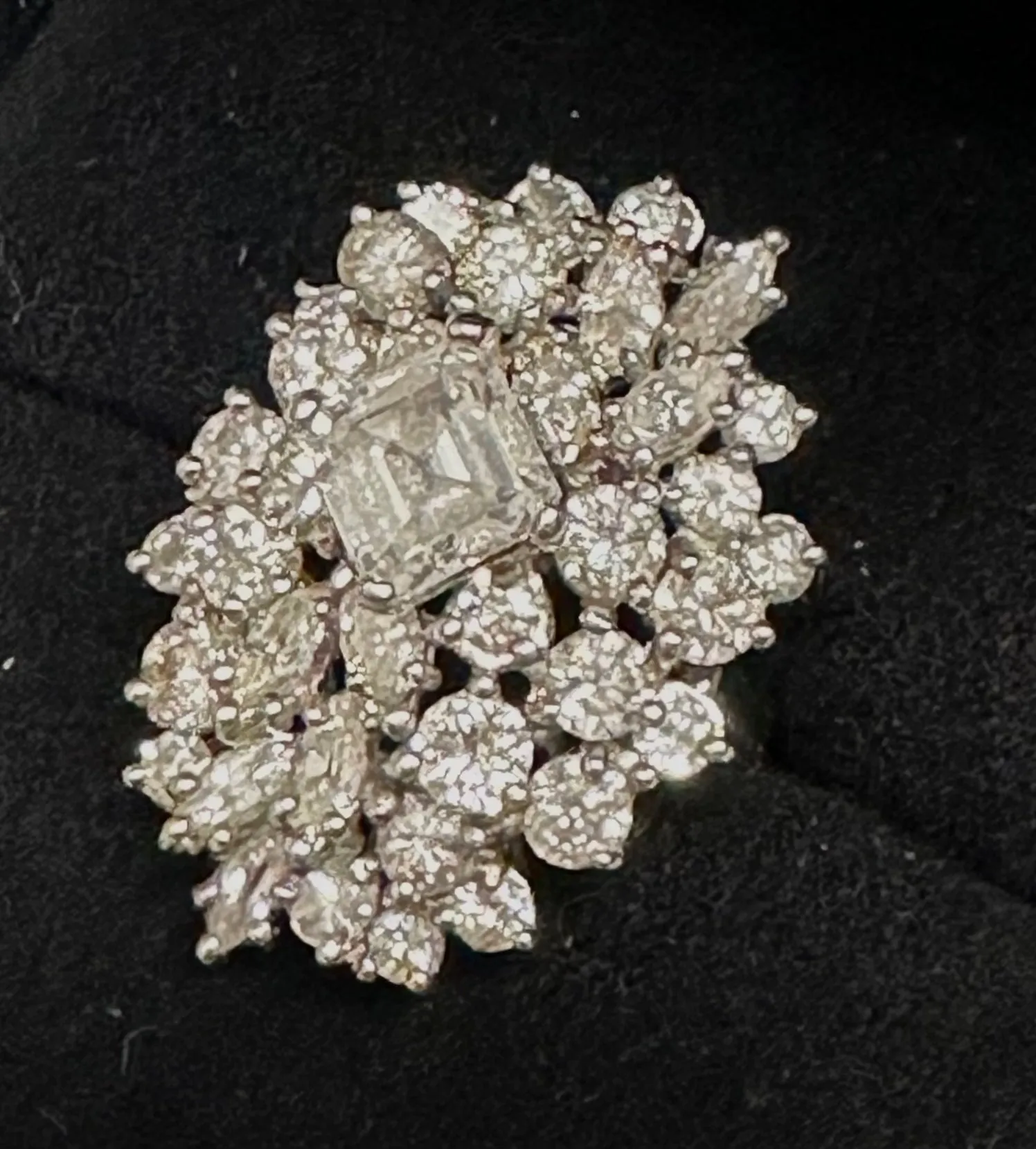 1940's ANTIQUE  7.29 CT DIAMONDS  COCKTAIL RING  - $65K APR w/ CoA!