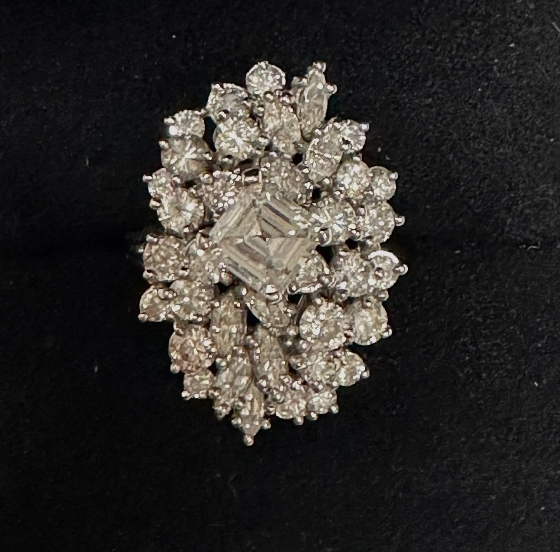 1940's ANTIQUE  7.29 CT DIAMONDS  COCKTAIL RING  - $65K APR w/ CoA!