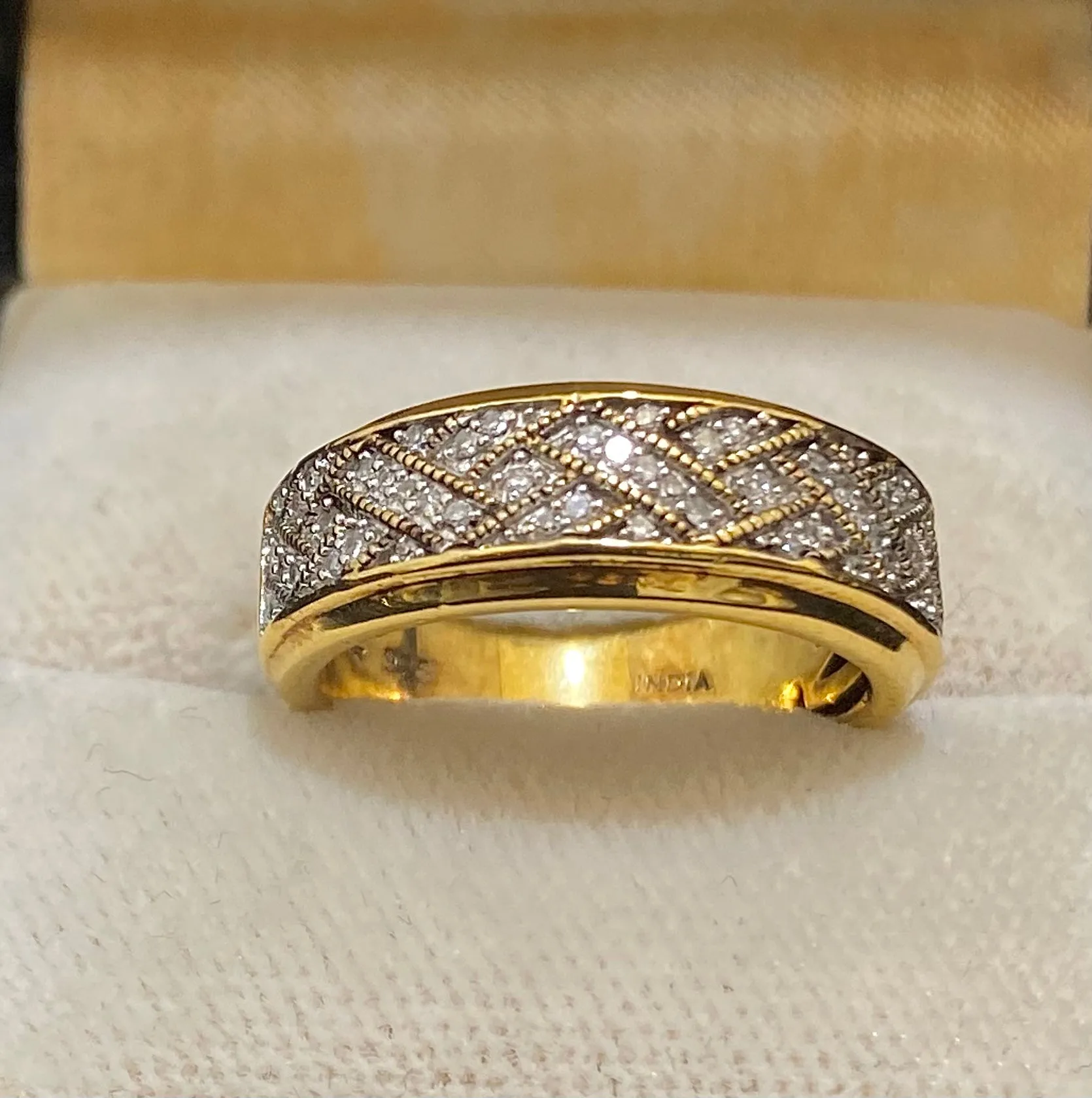 1940's Antique Indian 18K Yellow Gold & Sterling Silver 53-Diamond Ring - $6K Appraisal Value w/CoA}