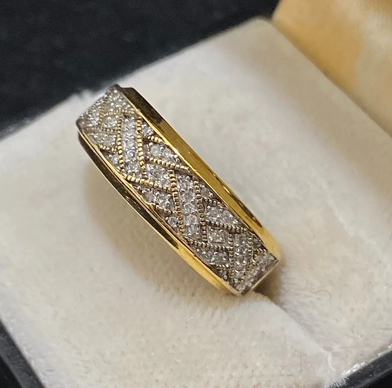 1940's Antique Indian 18K Yellow Gold & Sterling Silver 53-Diamond Ring - $6K Appraisal Value w/CoA}