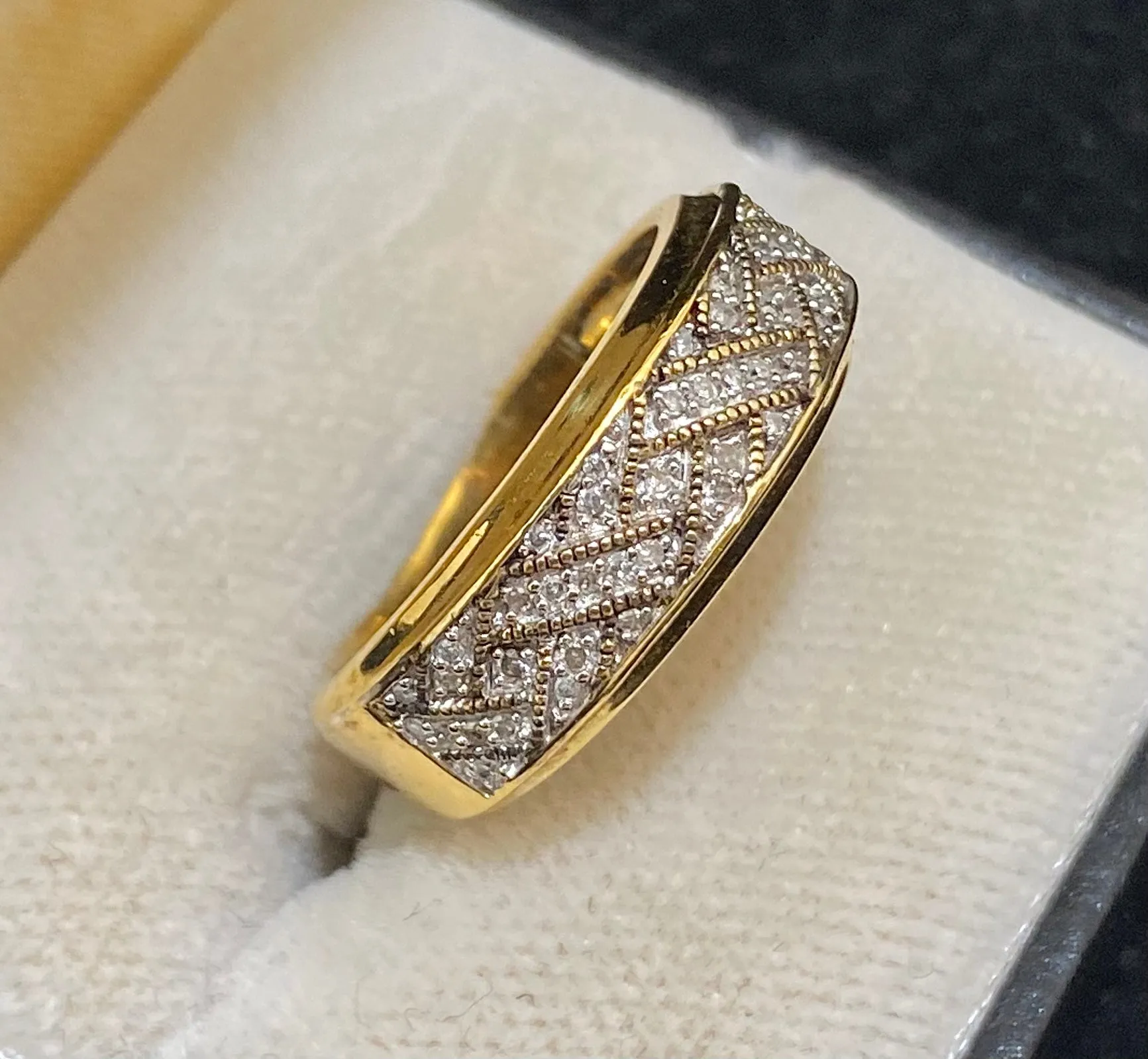 1940's Antique Indian 18K Yellow Gold & Sterling Silver 53-Diamond Ring - $6K Appraisal Value w/CoA}