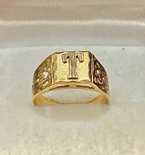 1940’s Antique Solid Yellow Gold "T" Initial Ring $2K Appraisal Value w/CoA}