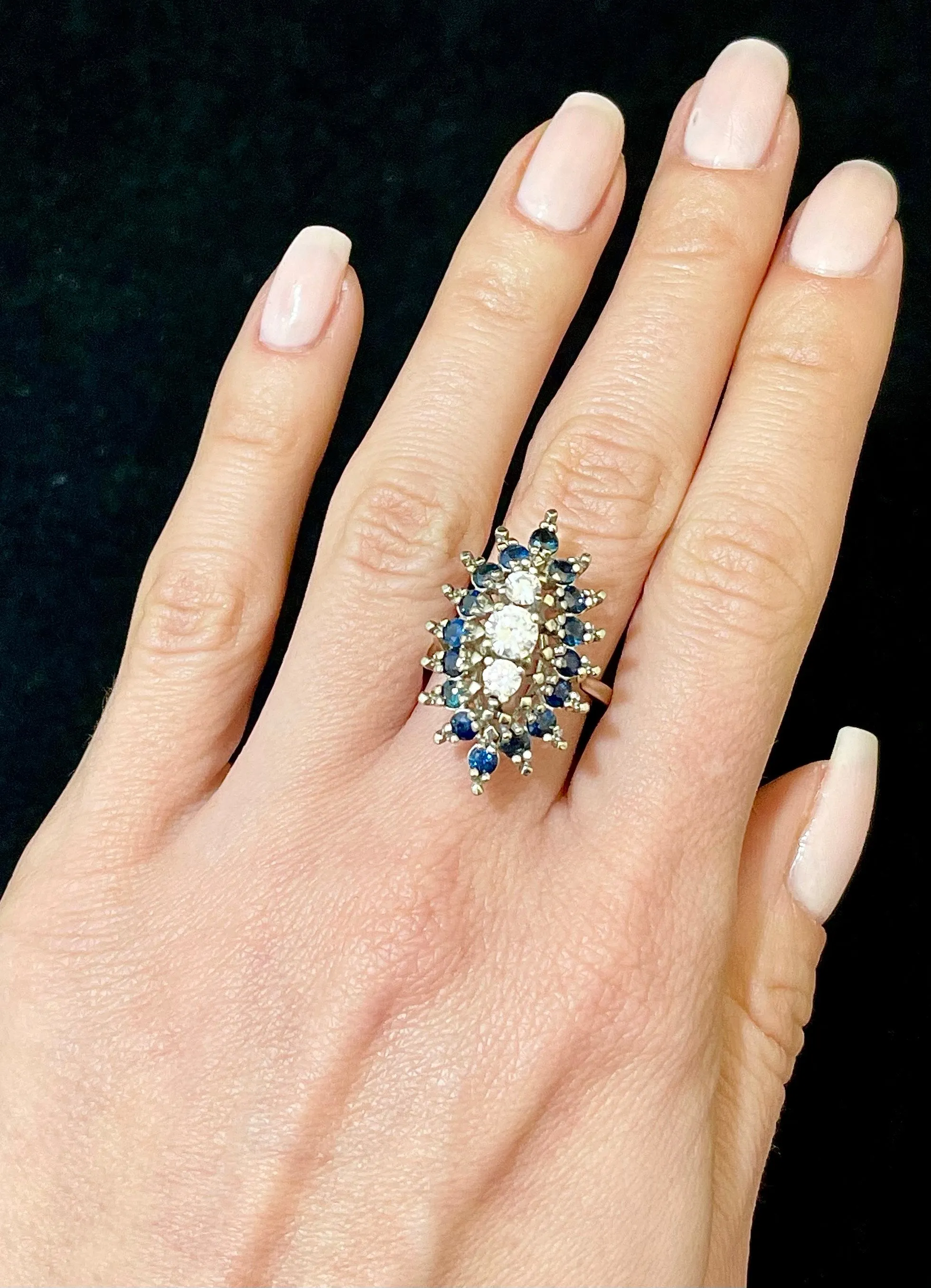 1940s European SWG with White Sapphire & Blue Sapphire Ring - $6K APR w/CoA!
