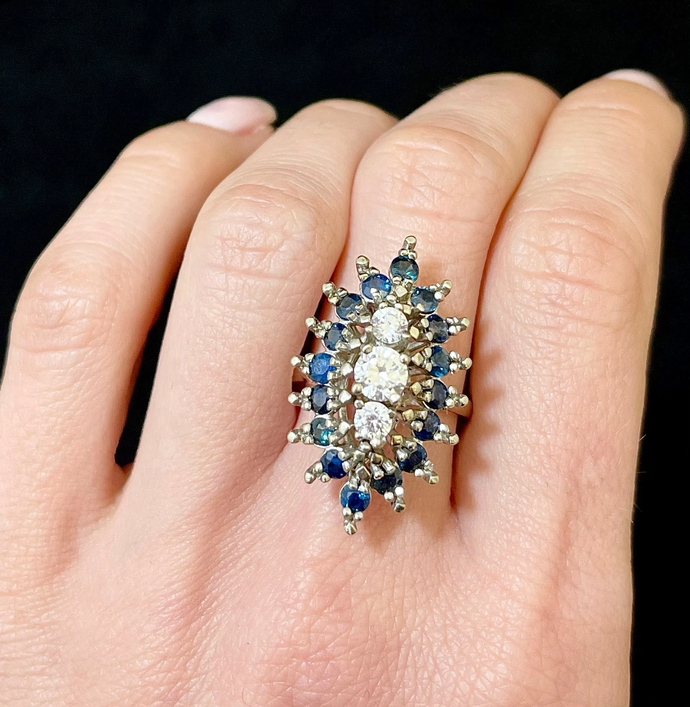 1940s European SWG with White Sapphire & Blue Sapphire Ring - $6K APR w/CoA!