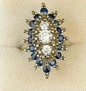 1940s European SWG with White Sapphire & Blue Sapphire Ring - $6K APR w/CoA!