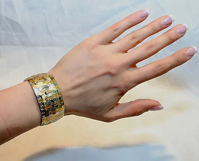 1940's Vintage Two-Tone Omega-Style Bracelet Floral Motif in 18K Gold - $20K VALUE
