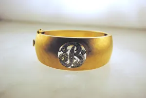 1950s Gorgeous 2 Carat Diamond Letter "B" Bracelet in Sold 14K Yellow Gold with Antique Satin Finish - $30K VALUE