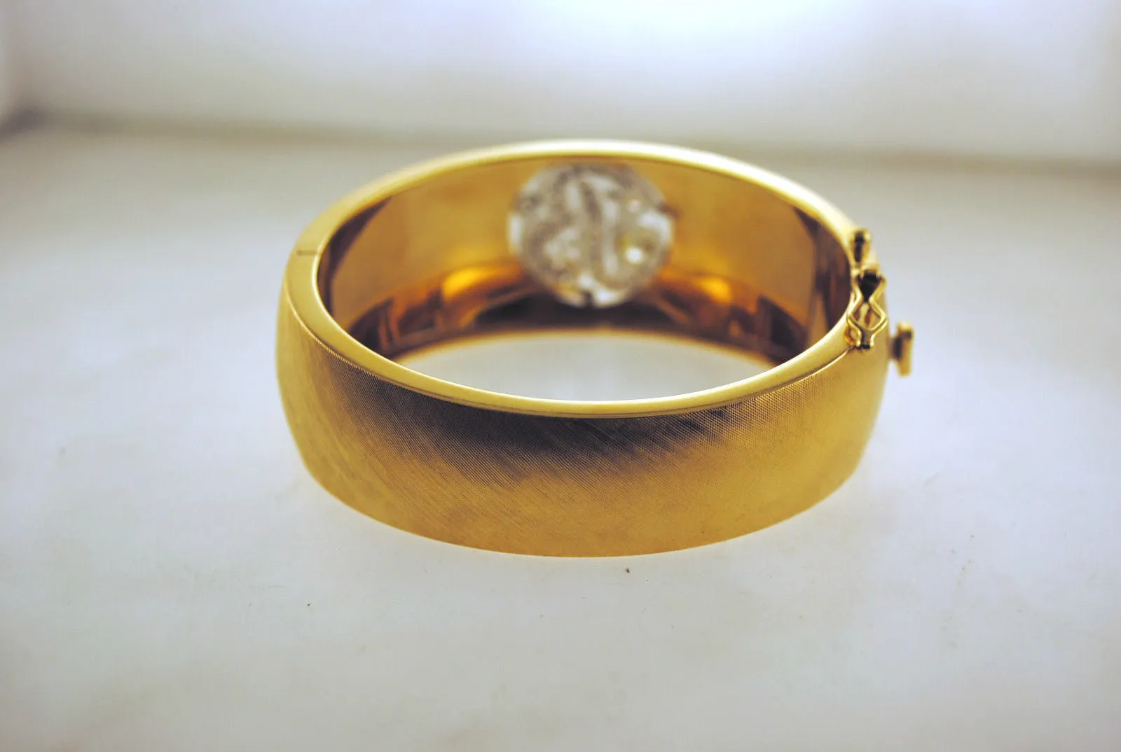 1950s Gorgeous 2 Carat Diamond Letter "B" Bracelet in Sold 14K Yellow Gold with Antique Satin Finish - $30K VALUE