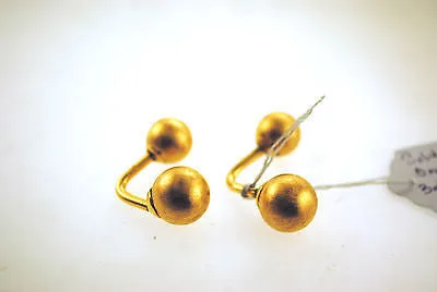 1960s Brushed Metal Ball Cuff Links in Solid 14K Yellow Gold - $3K VALUE