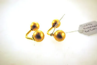 1960s Brushed Metal Ball Cuff Links in Solid 14K Yellow Gold - $3K VALUE