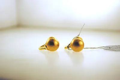 1960s Brushed Metal Ball Cuff Links in Solid 14K Yellow Gold - $3K VALUE