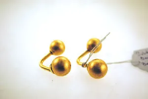 1960s Brushed Metal Ball Cuff Links in Solid 14K Yellow Gold - $3K VALUE