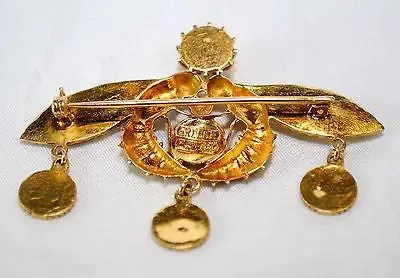 1960s Greek Bumblebee Medallion Brooch in 18K Yellow Gold - $6K VALUE