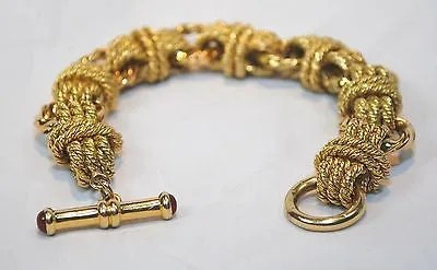 1960s Vintage Heavy Rope Link Toggle Bracelet in 14K Gold - $25K VALUE
