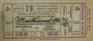 1966 SIGNED BOXING PHANTOM TICKET ALI VS ERNIE TERRELL - NO FIGHT -$6K APR w CoA