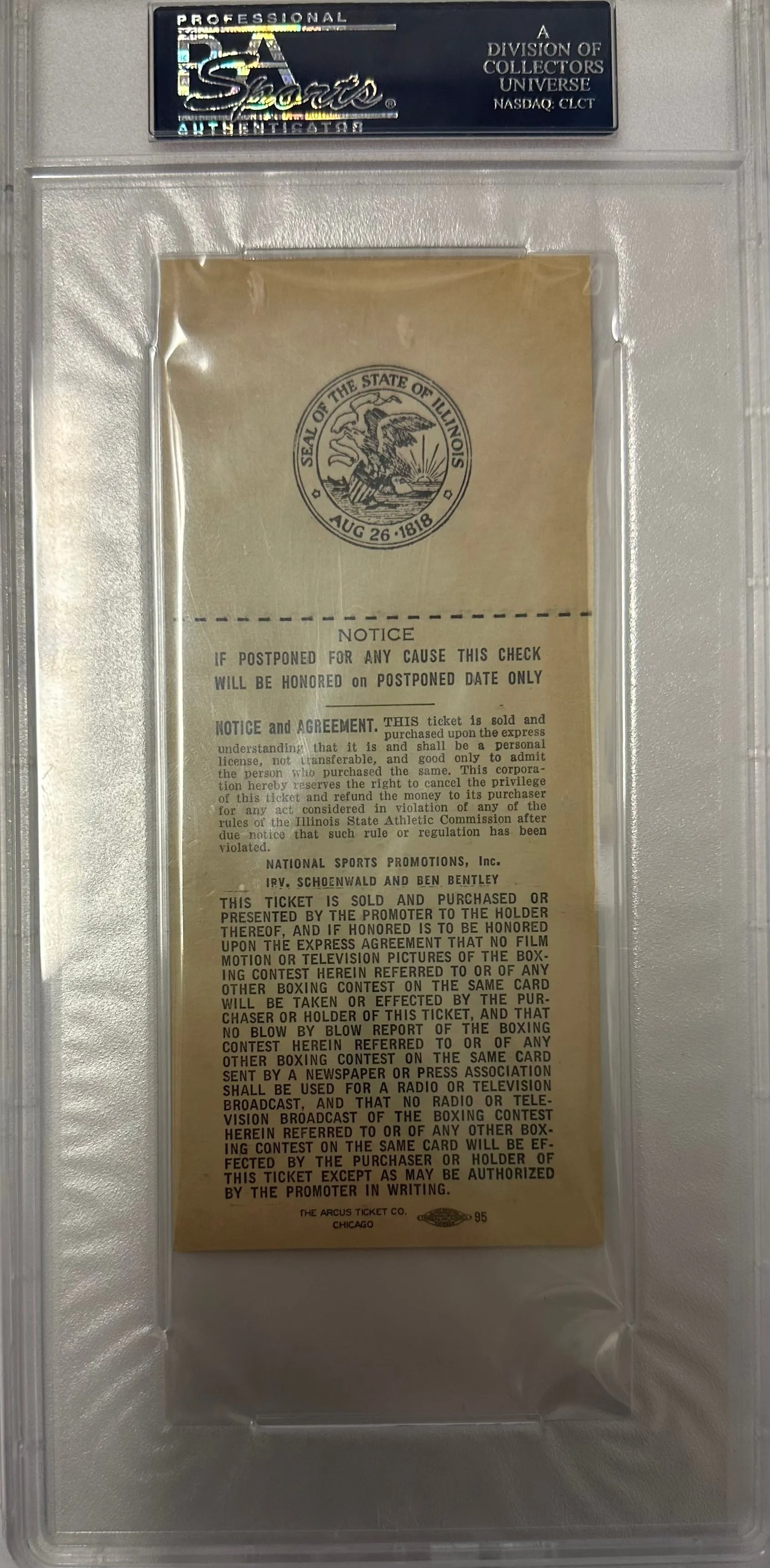 1966 SIGNED BOXING PHANTOM TICKET ALI VS ERNIE TERRELL - NO FIGHT -$6K APR w CoA