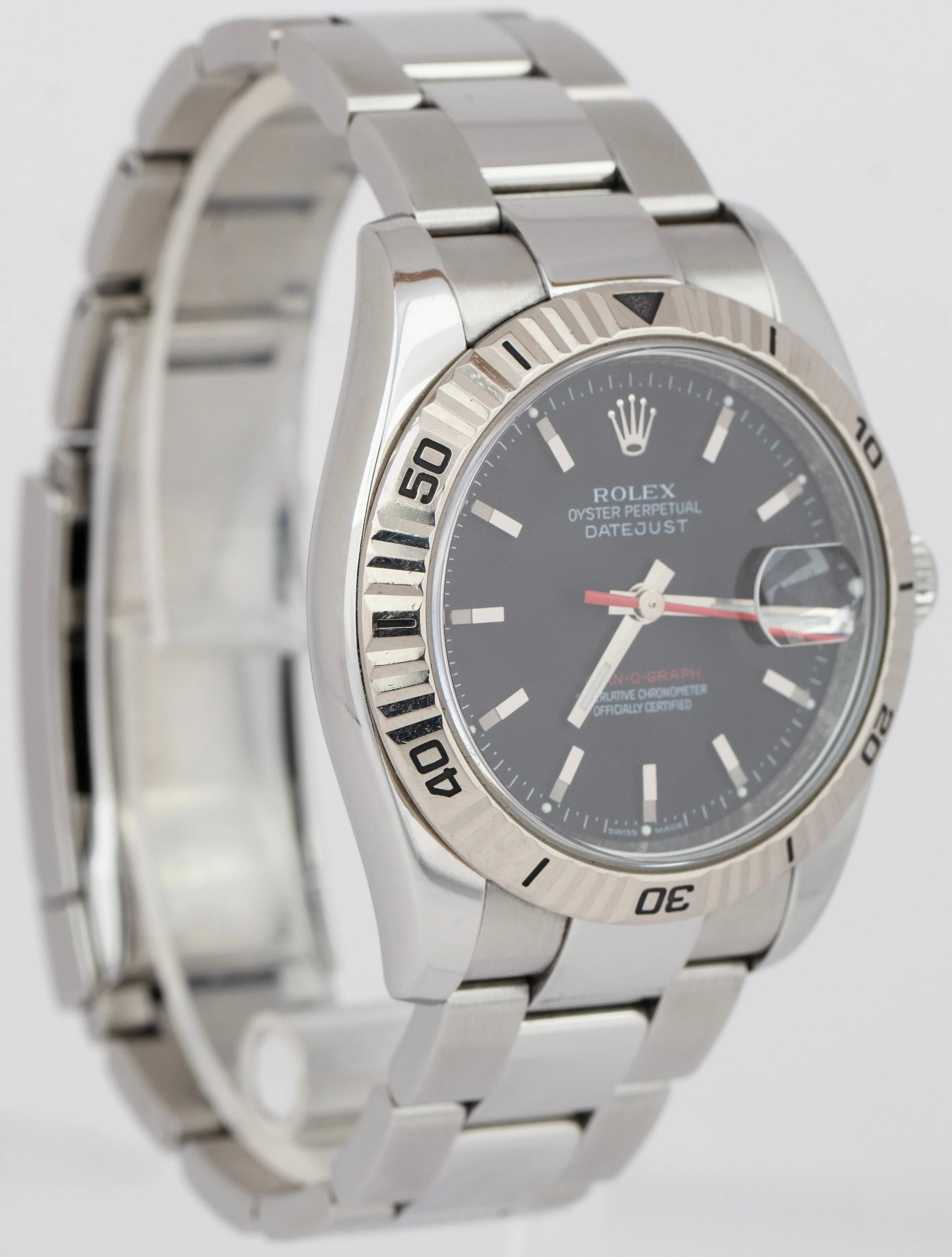 2005 Rolex DateJust 116264 Turn-O-Graph Thunderbird Black Stainless 36mm Watch