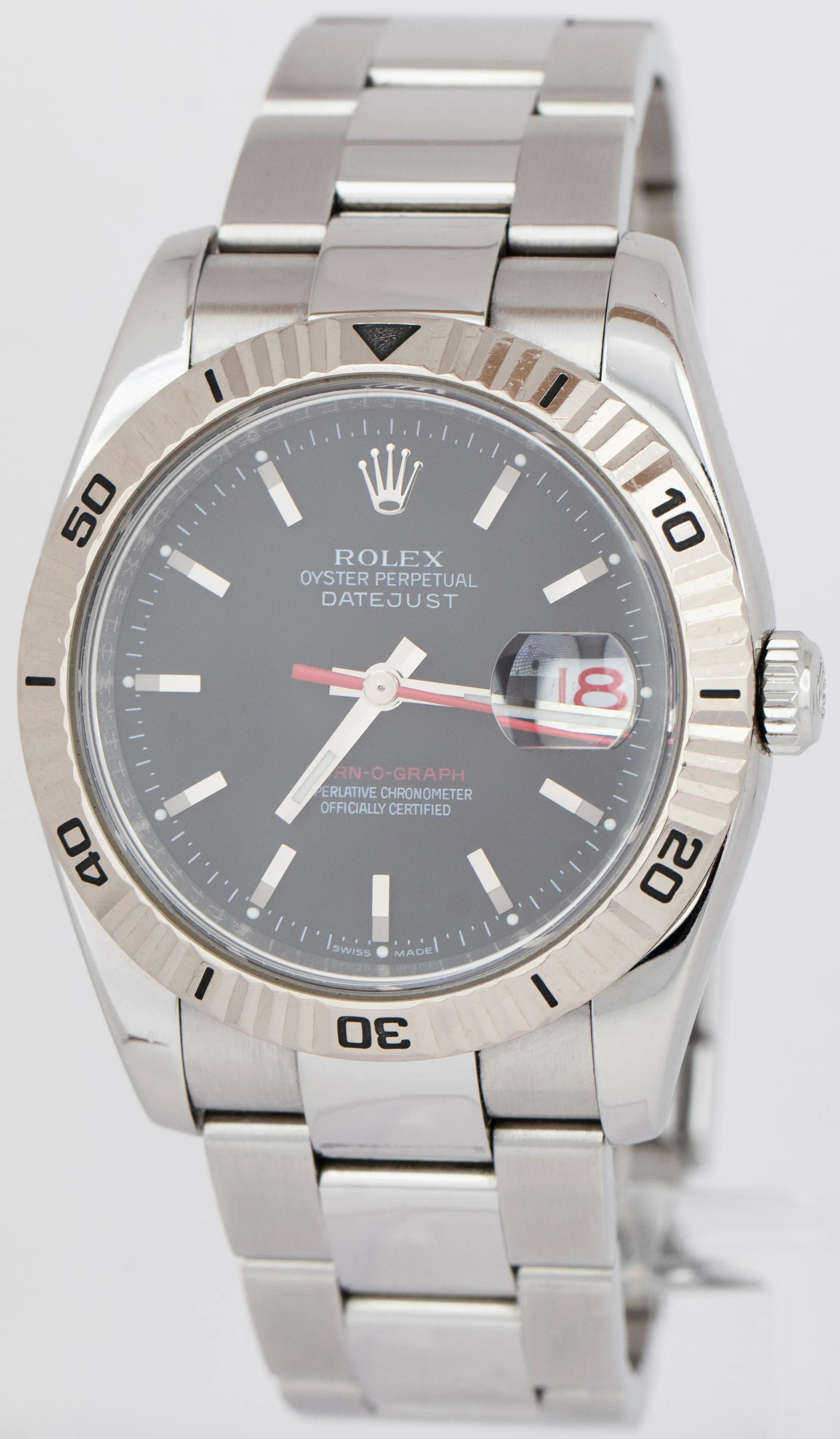 2005 Rolex DateJust 116264 Turn-O-Graph Thunderbird Black Stainless 36mm Watch
