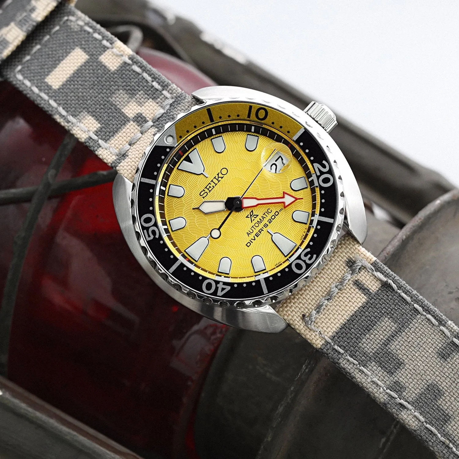 20mm, 21mm or 22mm MiLTAT WW2 2-piece Beige Camouflage Cordura 1000D Armband with lockstitch round hole, Sandblasted