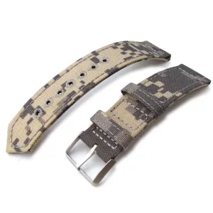 20mm, 21mm or 22mm MiLTAT WW2 2-piece Beige Camouflage Cordura 1000D Armband with lockstitch round hole, Sandblasted