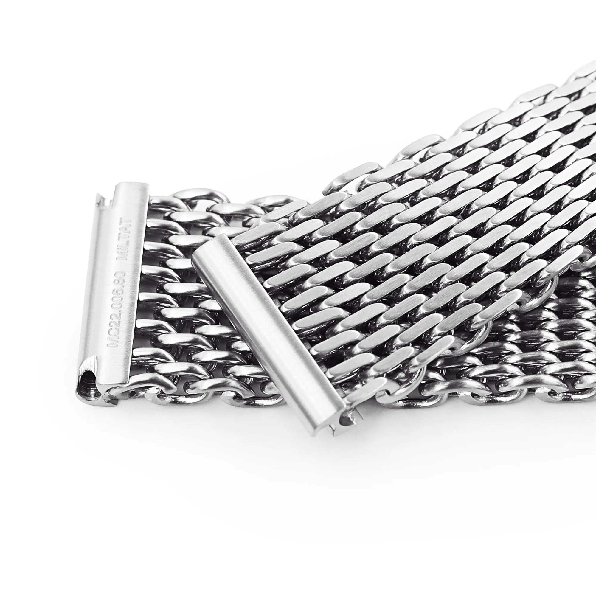 20mm Brushed Tapered Winghead "SHARK" Mesh watch band, V-Clasp