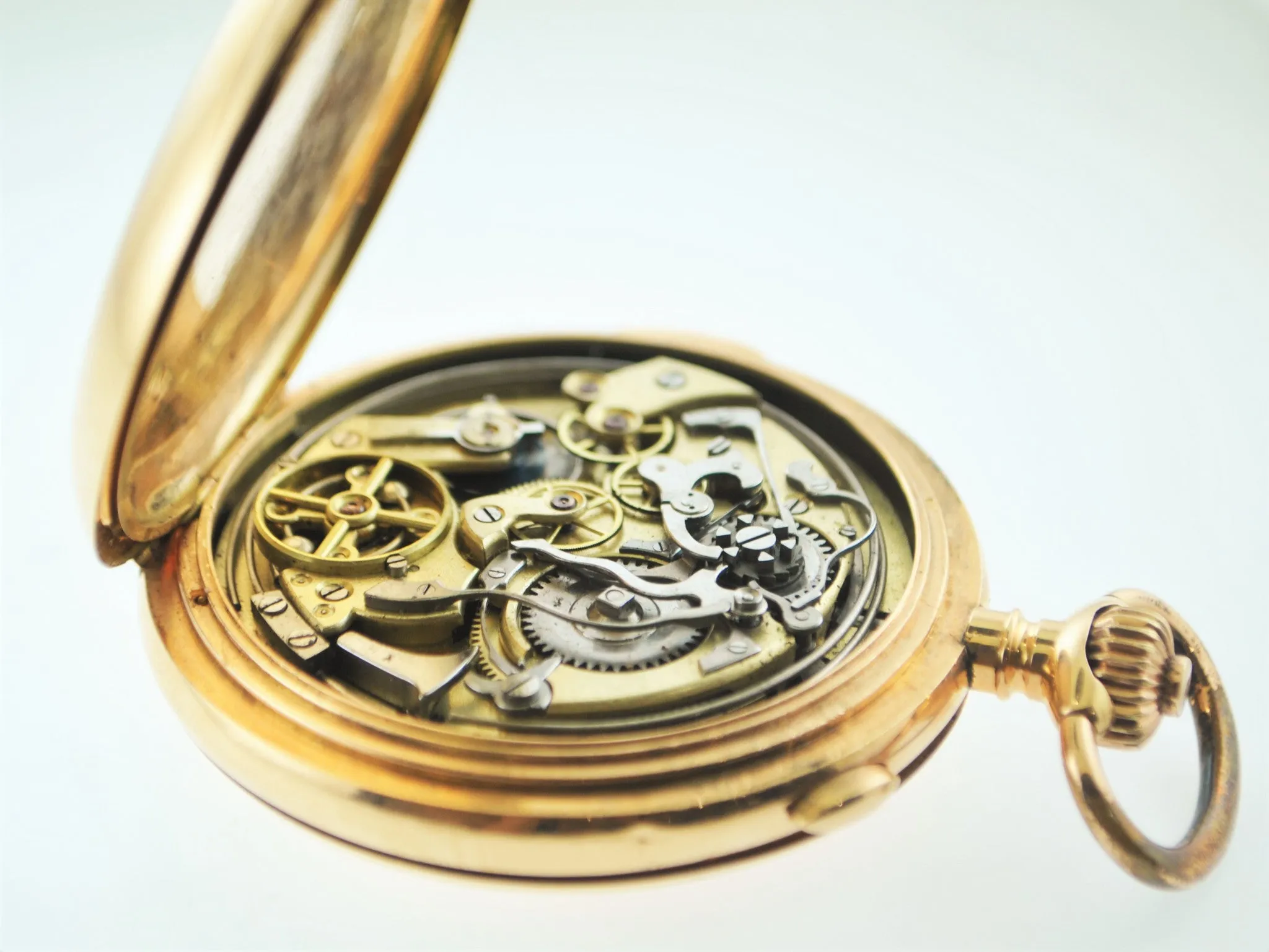 20th Century Tempora 14K Rose Gold Chronograph Pocket Watch with Minute Repeater & Hunting Case - $20K VALUE