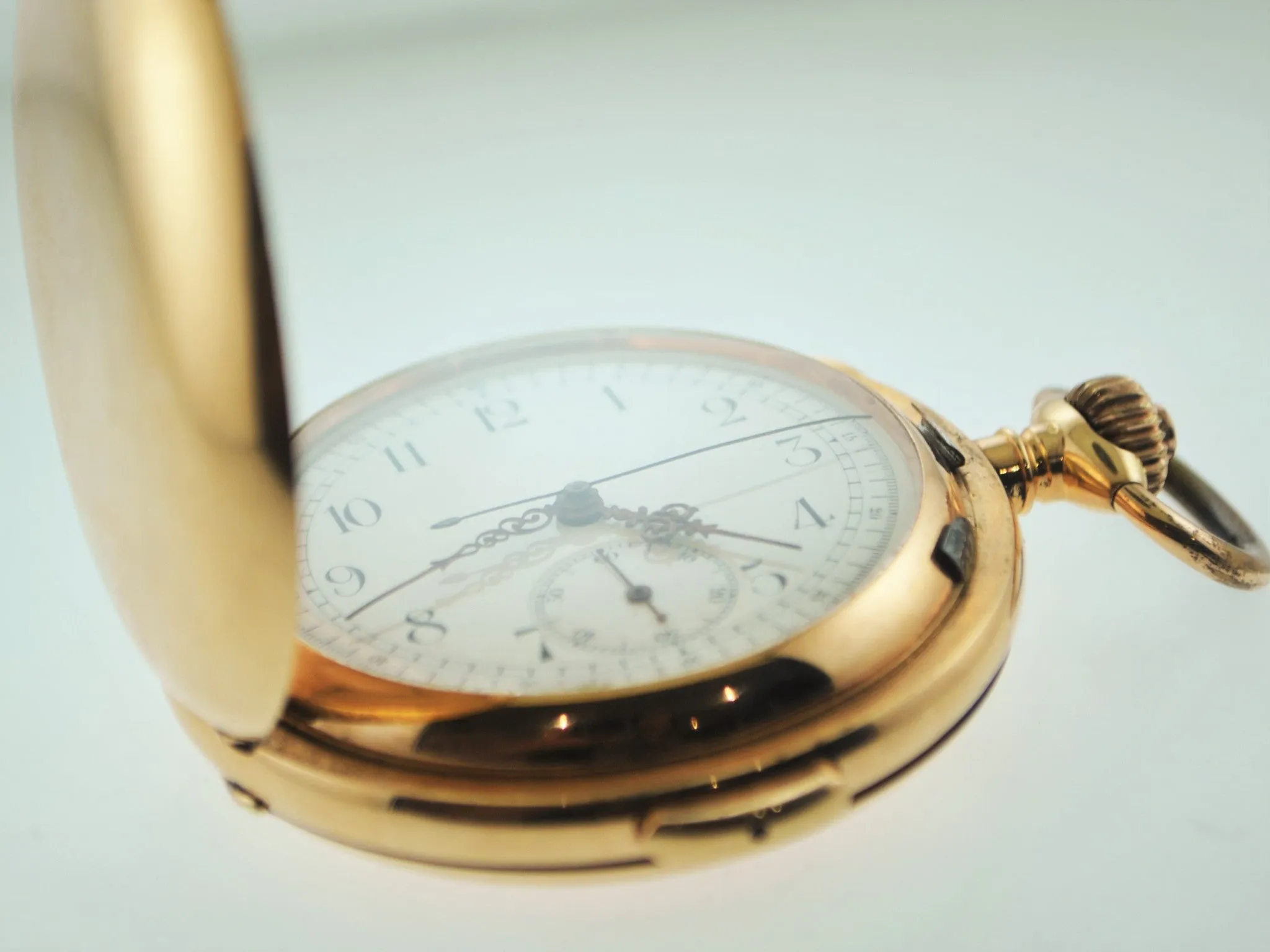 20th Century Tempora 14K Rose Gold Chronograph Pocket Watch with Minute Repeater & Hunting Case - $20K VALUE