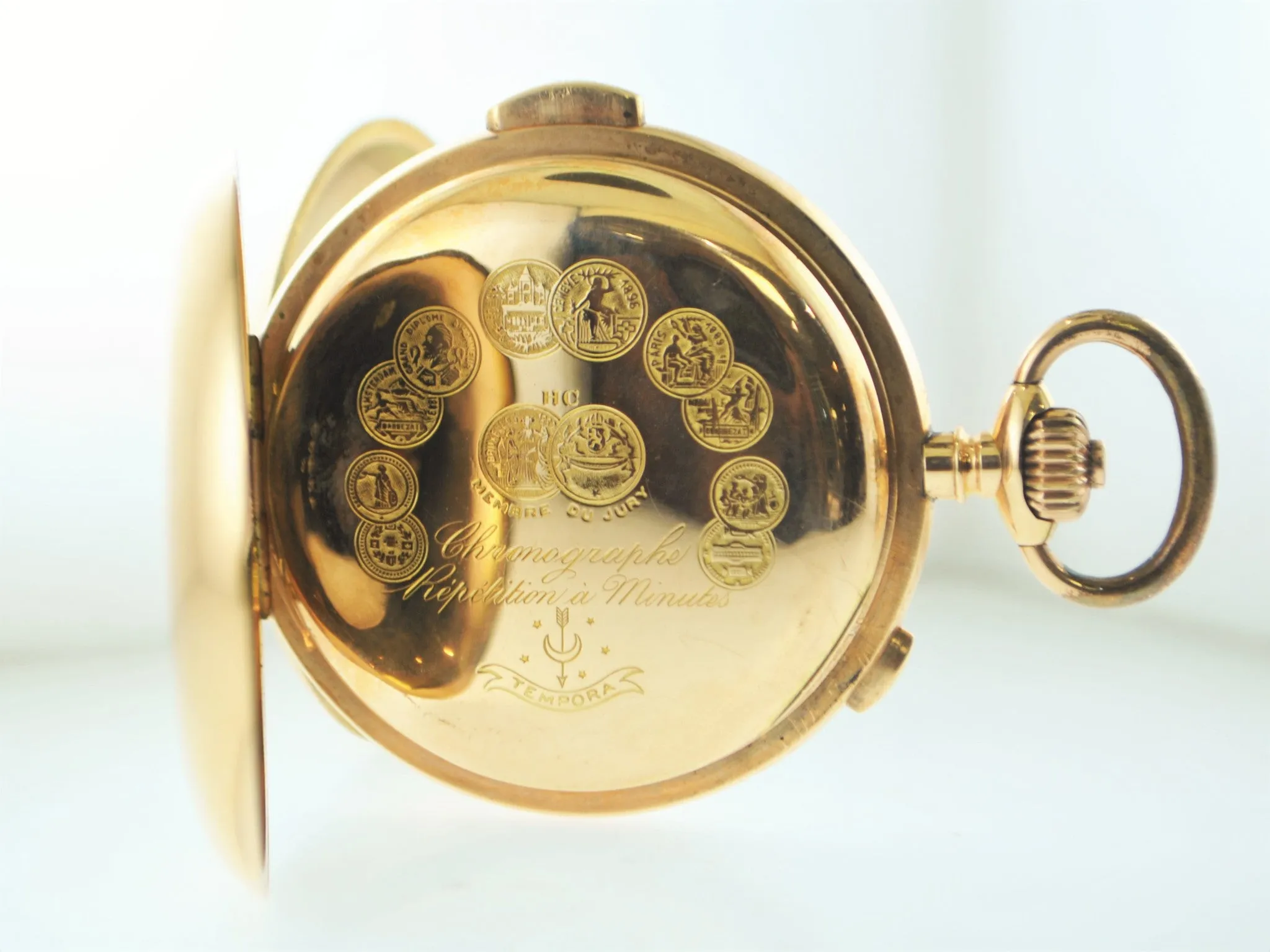 20th Century Tempora 14K Rose Gold Chronograph Pocket Watch with Minute Repeater & Hunting Case - $20K VALUE
